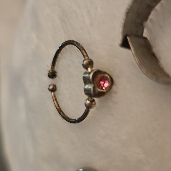 3/$30 Vintage Set of Six Smiley Heart Bell Rhinestone Adjustable Ring - Picture 4 of 6